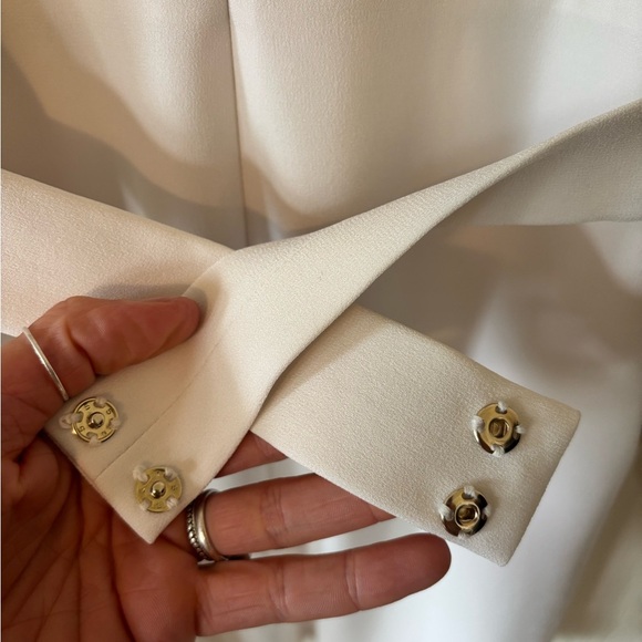 Judith and Charles White Long Sleeve Mock Neck Belted Bridal Holiday Mini Dress - Picture 8 of 16